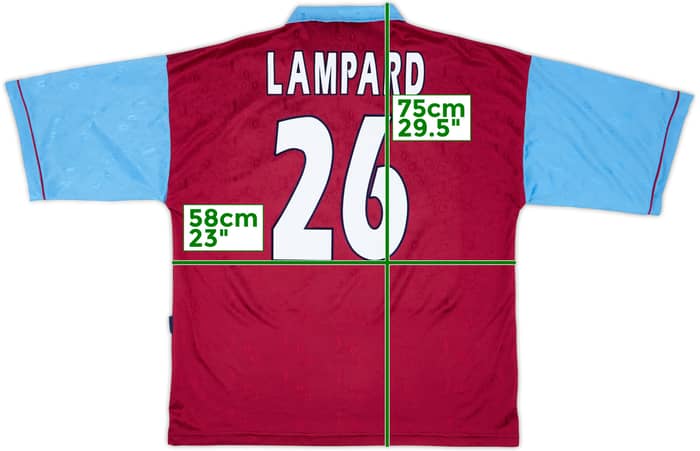 1995-97 West Ham Centenary Home Shirt Lampard #26 - 8/10 - (XL)