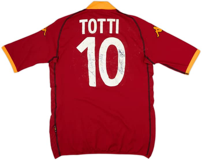 2002-03 Roma Signed Home Shirt Totti #10 - 4/10 - (XXL)