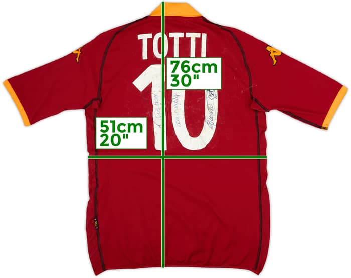 2002-03 Roma Signed Home Shirt Totti #10 - 4/10 - (XXL)