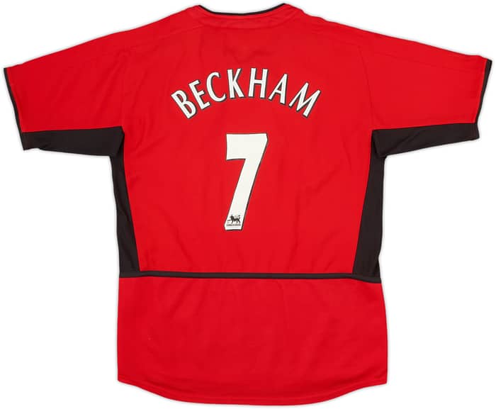 2002-04 Manchester United Home Shirt Beckham #7 - 8/10 - (L.Boys)
