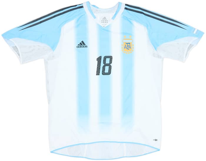 2004-05 Argentina Player Issue Home Shirt Messi #18 - 8/10 - (XL)