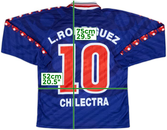 1996 Universidad de Chile Home L/S Shirt L.Rodriguez #10 - 8/10 - (L)
