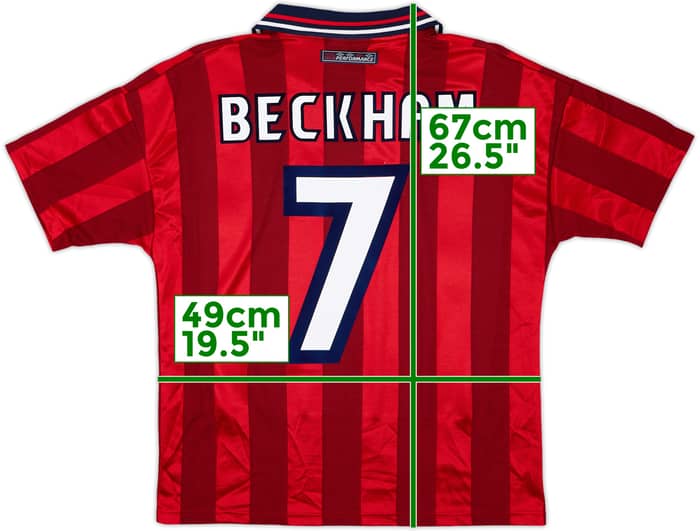 1997-99 England Away Shirt Beckham #7 - 9/10 - (Y)