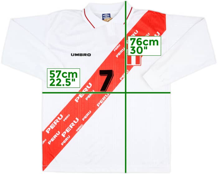 1996-98 Peru Home L/S Shirt #7 (Solano) - 9/10 - (L)