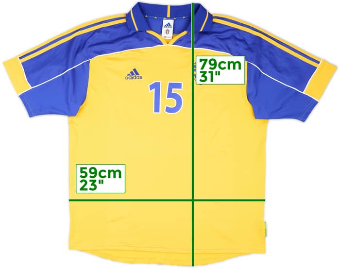 2000-02 Sweden Match Issue Home Shirt #15 (Andersson)