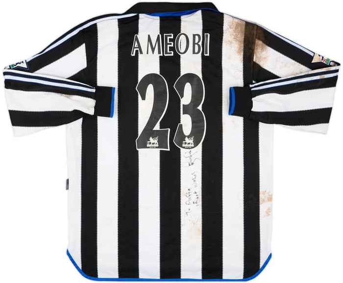 2000-01 Newcastle Match Worn Signed Home L/S Shirt Ameobi #23