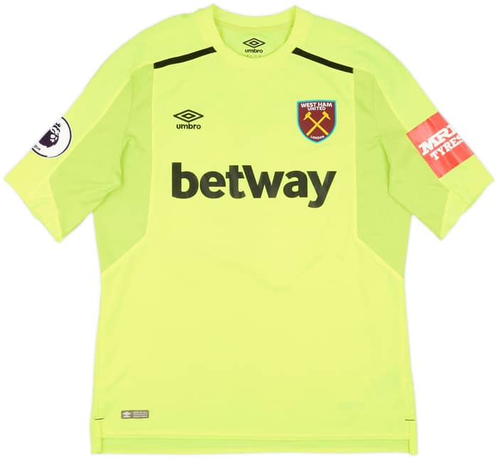 2017-18 West Ham Match Issue GK Shirt Hart #25