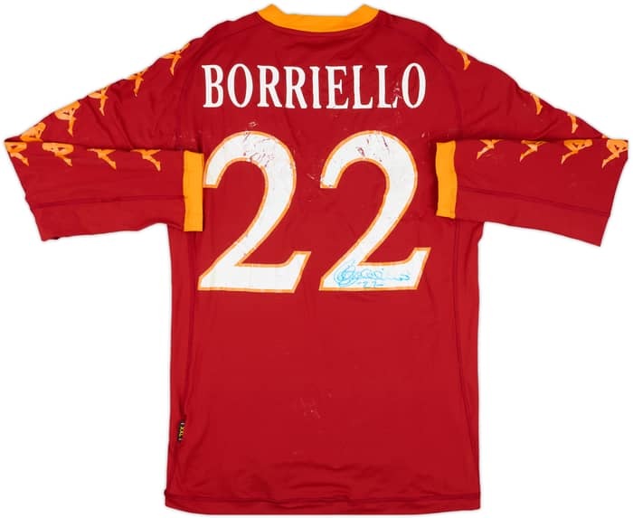 2010-11 Roma Match Issue Signed Home L/S Shirt Borriello #22