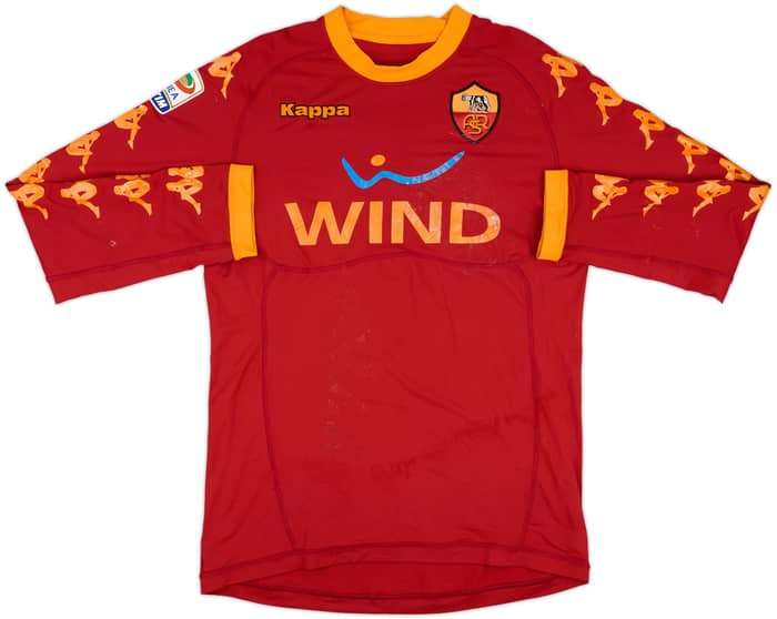2010-11 Roma Match Issue Signed Home L/S Shirt Borriello #22