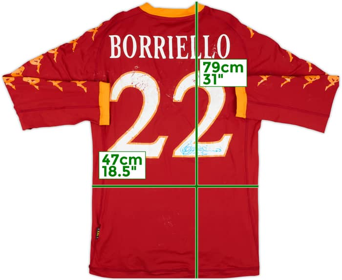 2010-11 Roma Match Issue Signed Home L/S Shirt Borriello #22