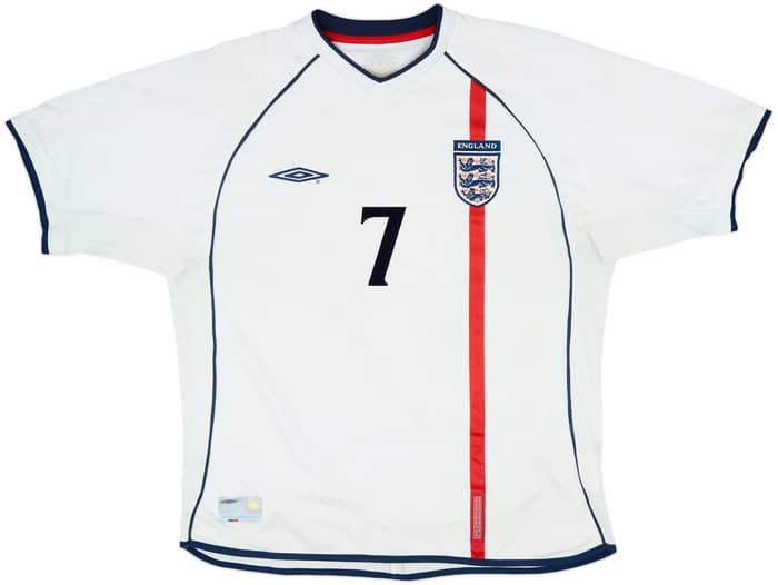 2001-03 England Home Shirt Beckham #7 - 6/10 - (XL)