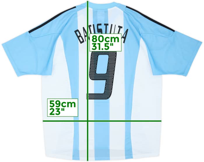 2002-04 Argentina Home Shirt Batistuta #9 - 9/10 - (L)