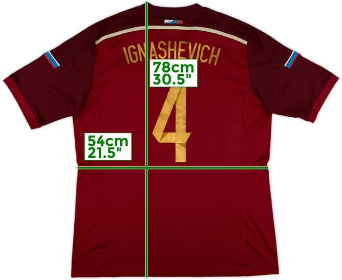 2014-15 Russia Home Shirt Ignashevich #4 - 7/10 - (L)