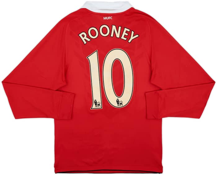 2010-11 Manchester United Home L/S Shirt Rooney #10 - 6/10 - (S)