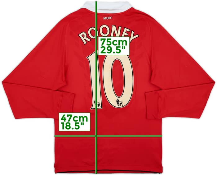 2010-11 Manchester United Home L/S Shirt Rooney #10 - 6/10 - (S)