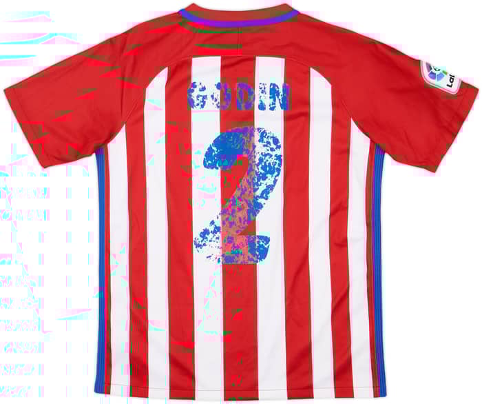 2016-17 Atletico Madrid Home Shirt Godin #2 - 4/10 - (XL.Boys)