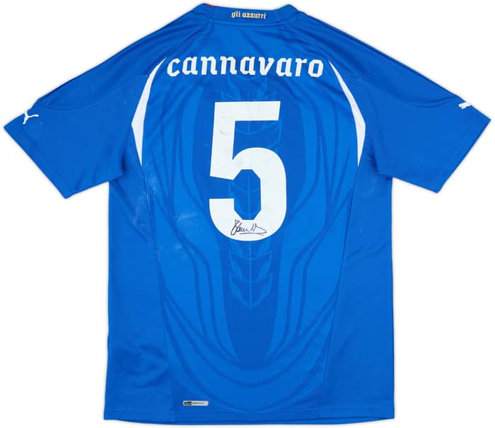 2010-12 Italy Signed Home Shirt Cannavaro #5 - 5/10 - (L)