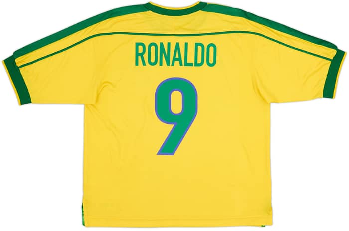 1998-00 Brazil Home Shirt Ronaldo #9 - 8/10 - (L)