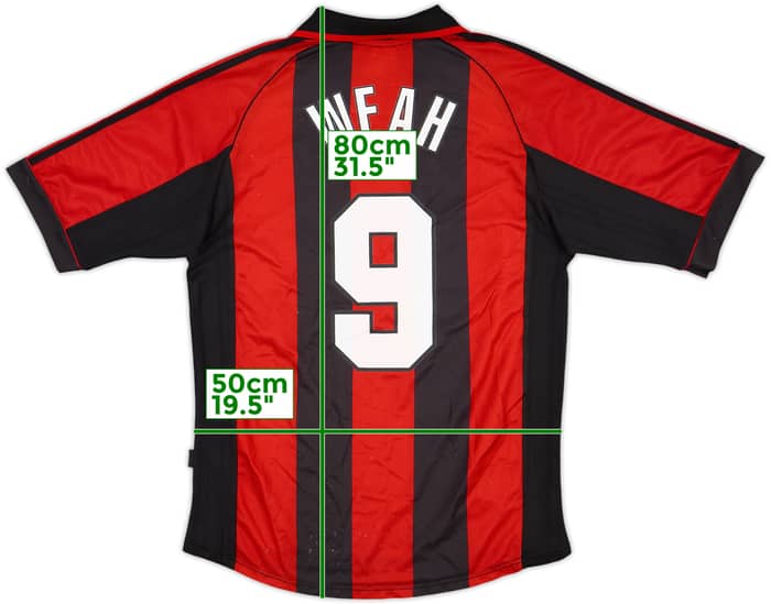 1998-00 AC Milan Home Shirt Weah #9 - 8/10 - (M)