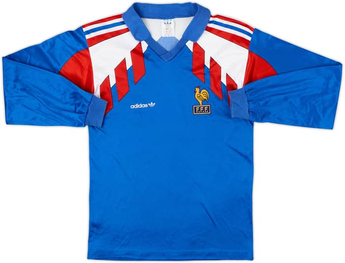 1990-92 France Home L/S Shirt - 8/10 - (L.Boys)