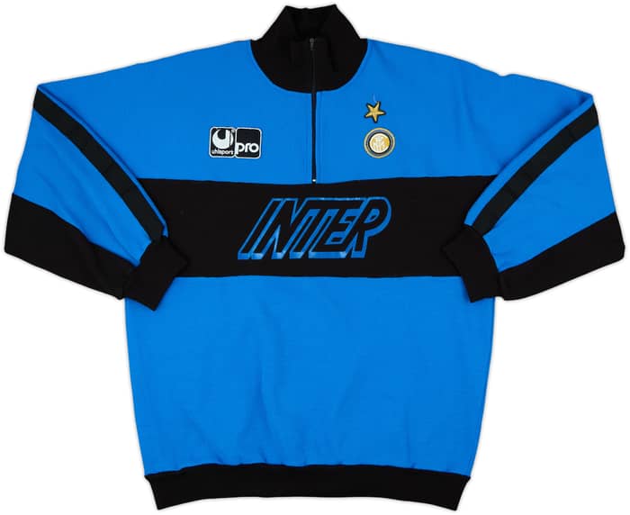 1990-91 Inter Milan Uhlsport 1/4 Zip Sweat Top - 8/10 - (M)