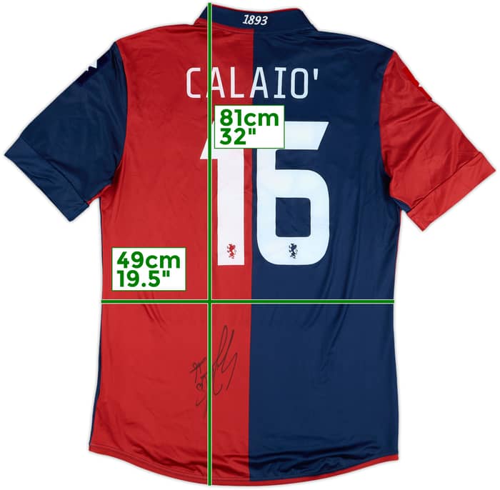 2013-14 Genoa Match Issue Signed Home Shirt Calaio #16