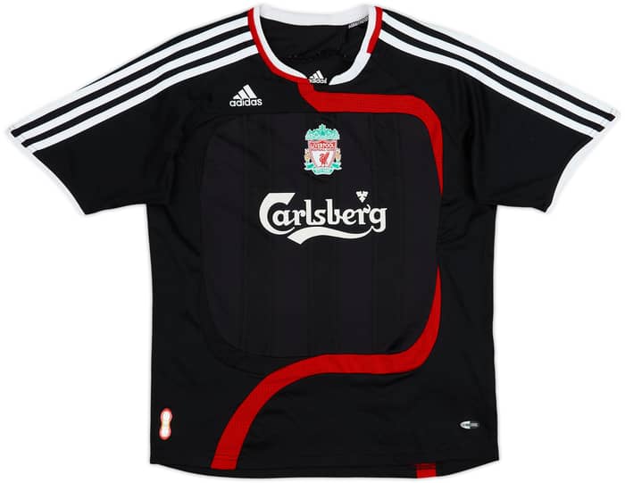 Camiseta de la tercera equipación del Liverpool 2007-08 Gerrard #8 - 6/10 - (Niños M)