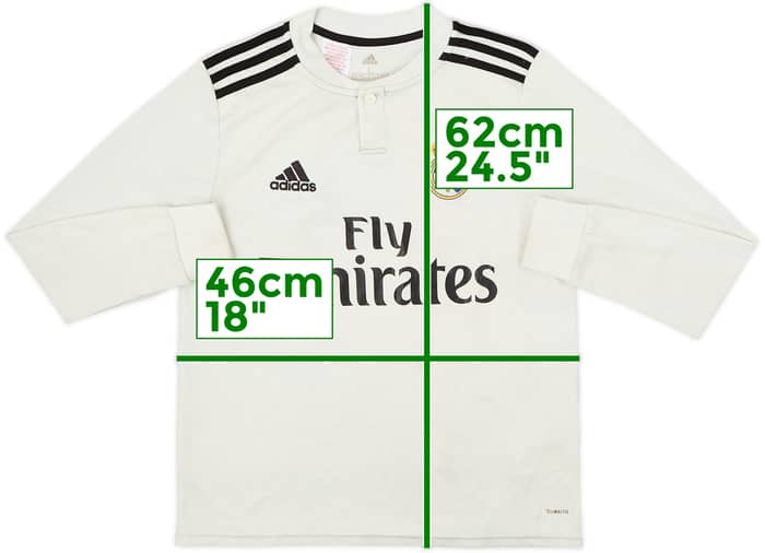 2018-19 Real Madrid Home L/S Shirt - 4/10 - (13-14 Years)
