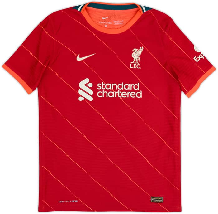 2021-22 Liverpool Authentic Home Shirt Virgil #4 - 9/10 - (14-15 Years)