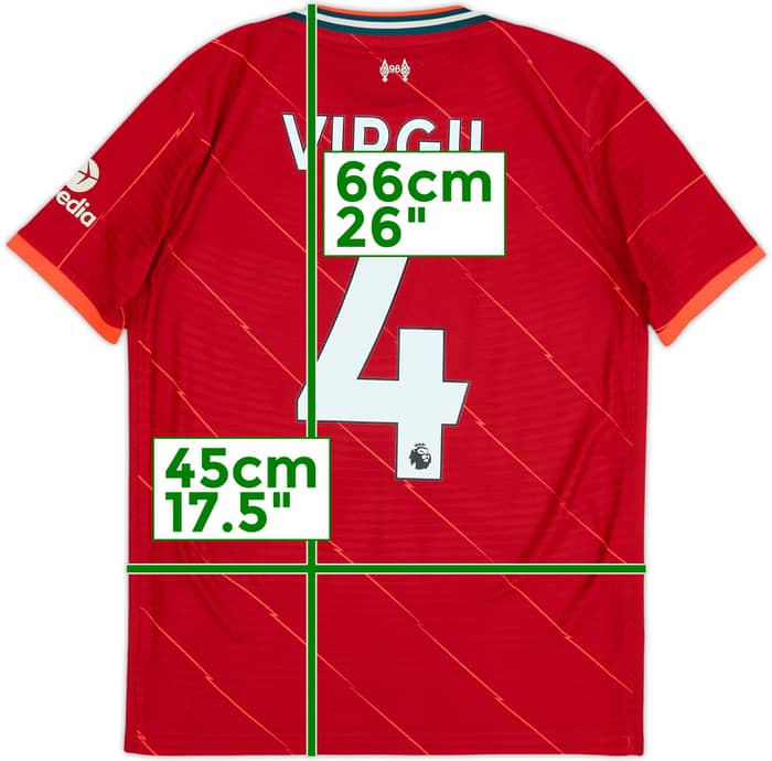 2021-22 Liverpool Authentic Home Shirt Virgil #4 - 9/10 - (14-15 Years)