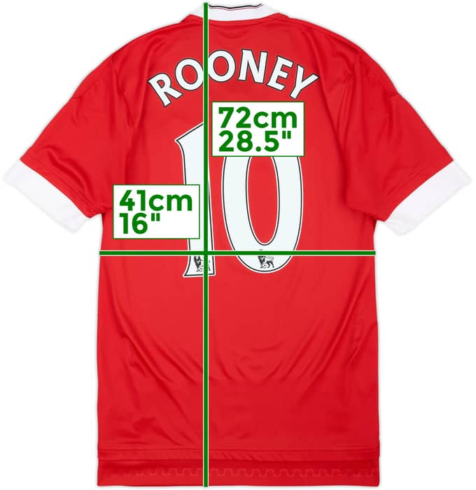 2015-16 Manchester United Home Shirt Rooney #10 - 7/10 - (XS)