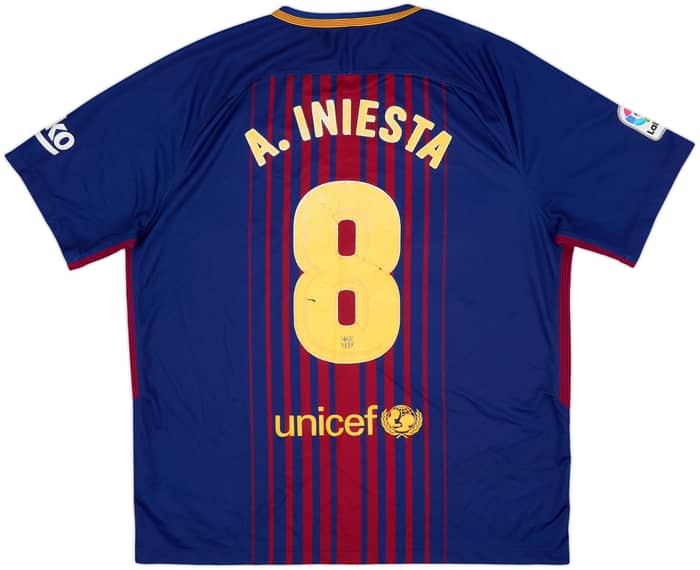 2017-18 Barcelona Home Shirt A. Iniesta #8 - 4/10 - (XL)
