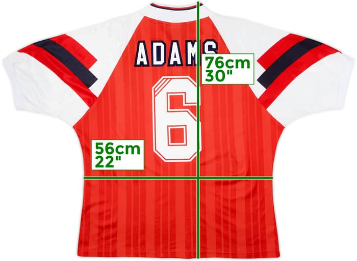 1992-94 Arsenal Home Shirt Adams #6 - 7/10 - (L/XL)