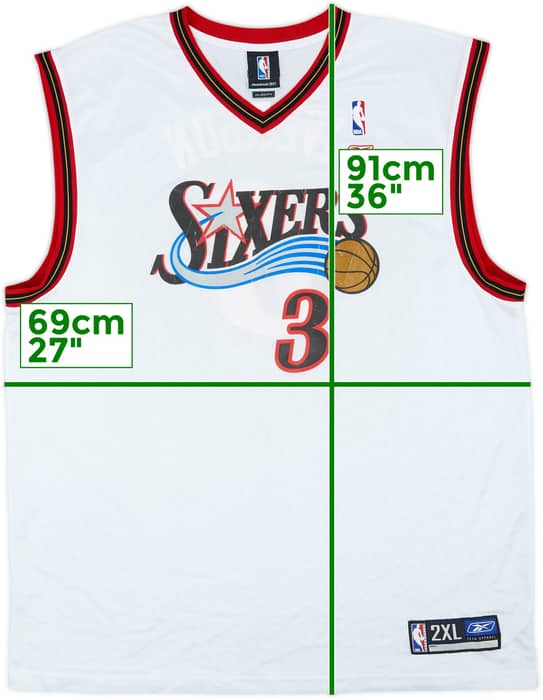 2002-06 Philadelphia 76ers Iverson #3 Reebok Home Jersey - 7/10 - (XXL)