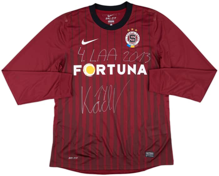 2012-13 Sparta Prague Player Issue Signed Home L/S Shirt Kadlec #14 - 6/10 - (L)