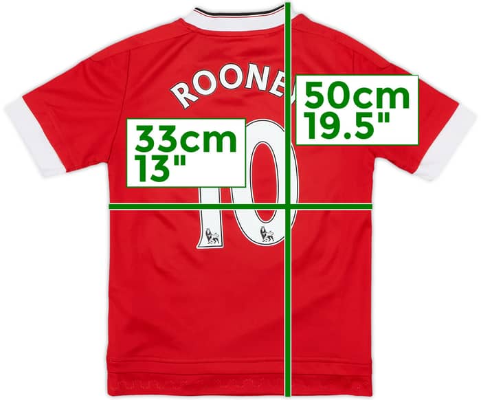 2015-16 Manchester United Home Shirt Rooney #10 - 8/10 - (S.Boys)