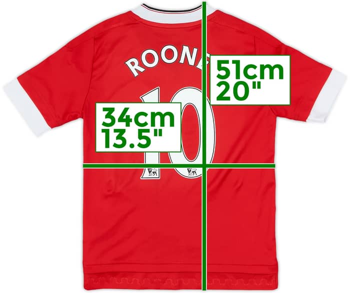 2015-16 Manchester United Home Shirt Rooney #10 - 9/10 - (S.Boys)