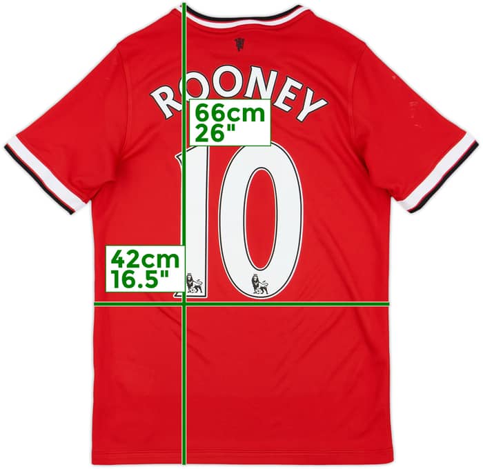 2014-15 Manchester United Home Shirt Rooney #10 - 6/10 - (XL.Boys)