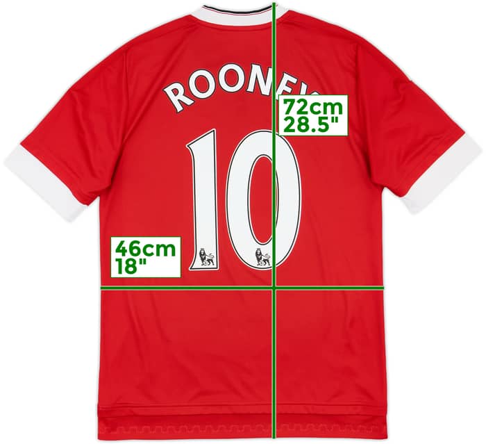 2015-16 Manchester United Home Shirt Rooney #10 - 6/10 - (XL.Boys)