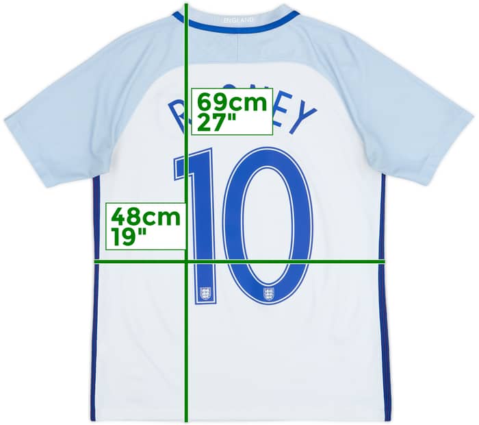 2016-17 England Home Shirt Rooney #10 - 7/10 - (XL.Boys)