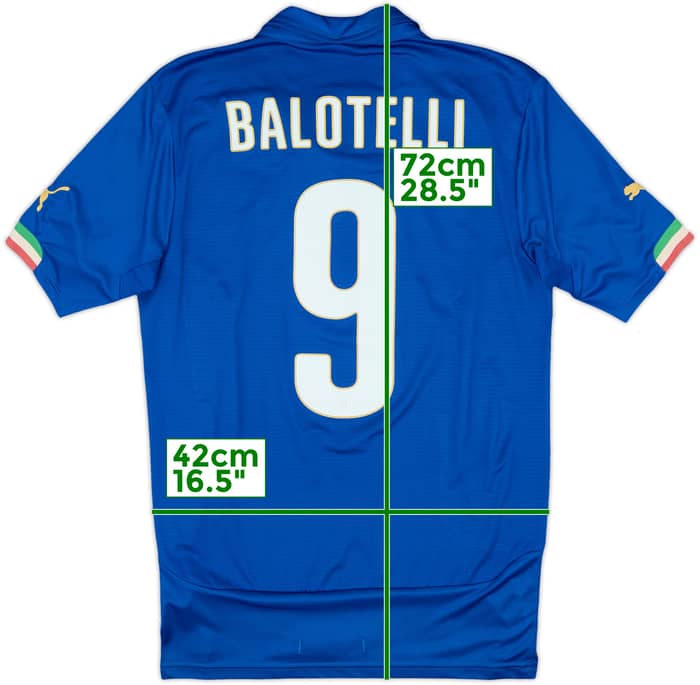 2014-15 Italy Home Shirt Balotelli #9 - 8/10 - (S)