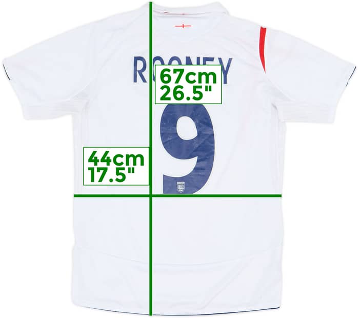 2005-07 England Home Shirt Rooney #9 - 6/10 - (XL.Boys)