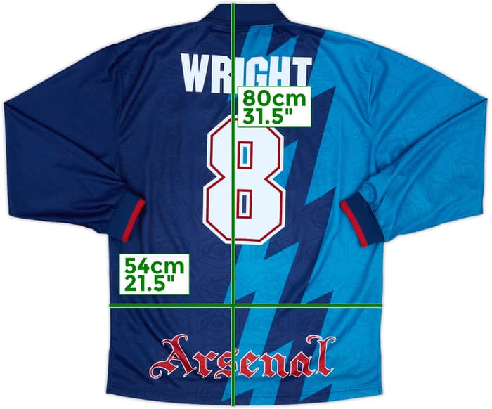 1995-96 Arsenal Away L/S Shirt Wright #8 - 8/10 - (M)