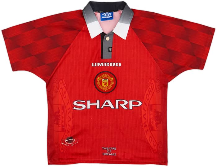 1996-98 Manchester United Home Shirt Beckham #10 - 7/10 - (Y)