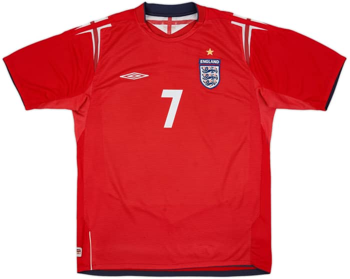 2004-06 England Away Shirt Beckham #7 - 6/10 - (L)