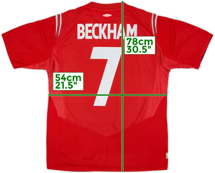 2004-06 England Away Shirt Beckham #7 - 6/10 - (L)