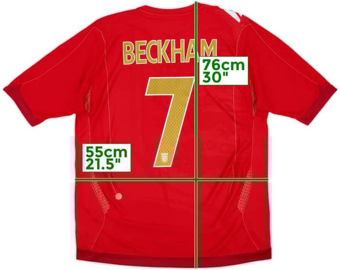 2006-08 England Away Shirt Beckham #7 - 6/10 - (L)