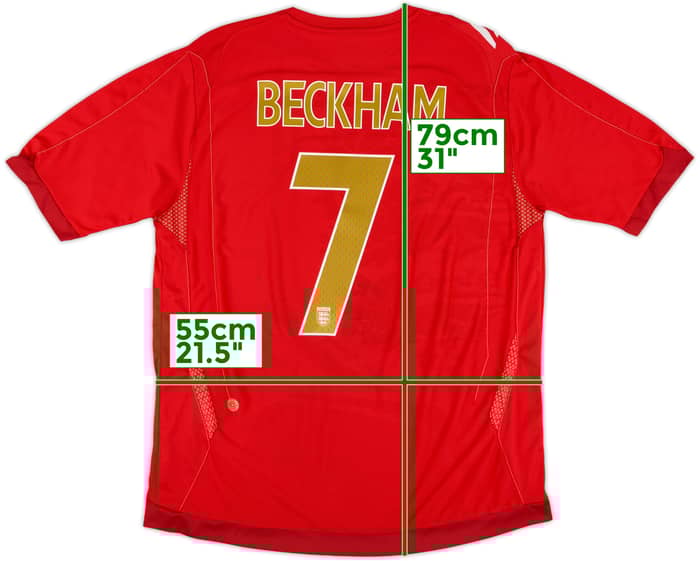 2006-08 England Away Shirt Beckham #7 - 6/10 - (XL)