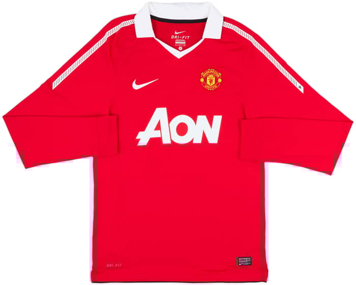2010-11 Manchester United Home L/S Shirt Berbatov #9 - 9/10 - (S)