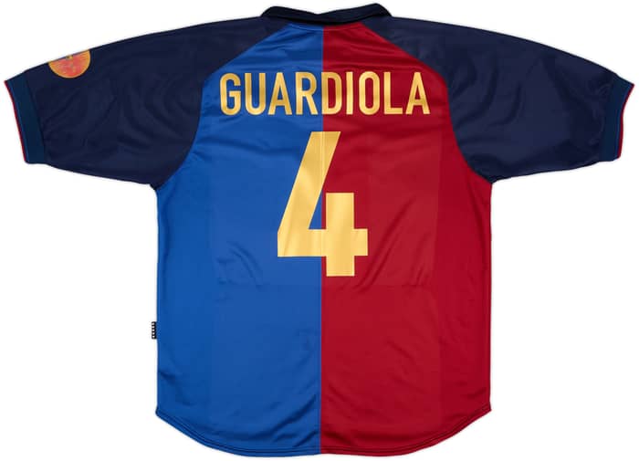 1999-00 Barcelona Centenary Home Shirt Guardiola #4 - 7/10 - (L)